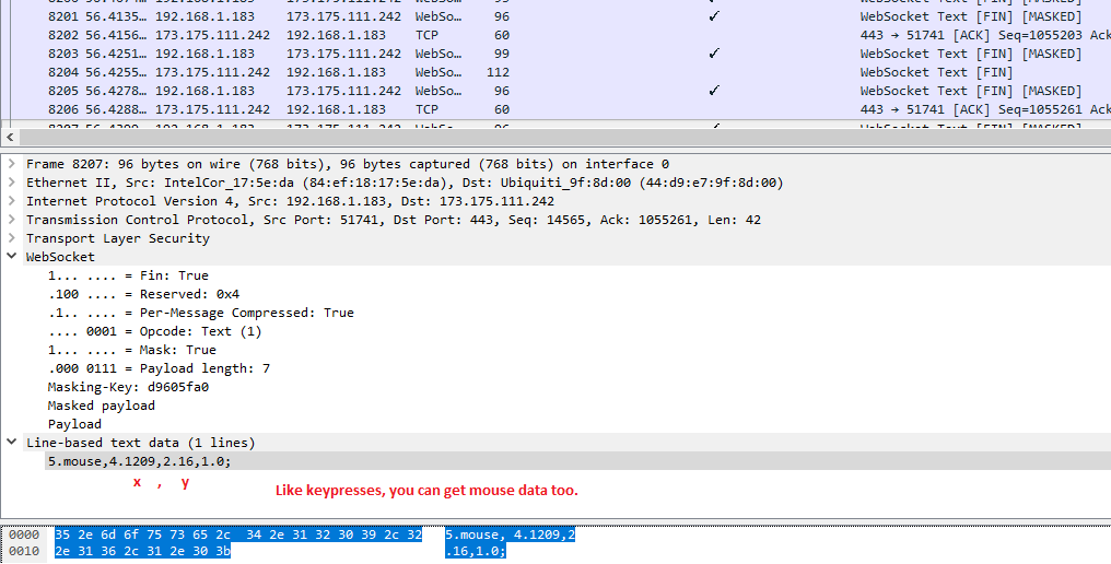 Guac Mouse Logs in Wireshark